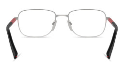 Shop Prada Linea Rossa Logo Signature Pillow Eyeglasses in Silver online.