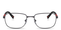 Shop Prada Linea Rossa Wide Square Eyeglasses in Gunmetal online.
