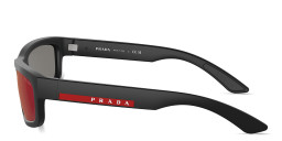 Shop Prada Linea Rossa Rectangle Sunglasses in Black online.
