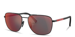 Prada Linea Rossa Logo Lettering Round Sunglasses in Black – Product Photo 2