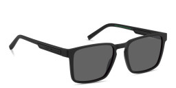 Shop Tommy Hilfiger Logo Lettering Rectangle Sunglasses in Black online.