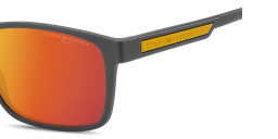 Shop Tommy Hilfiger Logo Lettering Rectangle Sunglasses in Grey online.