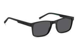 Shop Tommy Hilfiger Logo Lettering Rectangle Sunglasses in Black online.