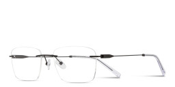 Shop TRICE Logo Rimless Rectangle Eyeglasses in Black online.