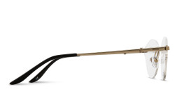 Shop TRICE Logo Wide Rimless Irregular Eyeglasses in Gold Black online.