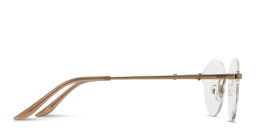 Shop TRICE Logo Wide Rimless Irregular Eyeglasses in Gold & Brown online.
