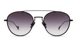 Shop Eyepetizer Build Unisex Round Sunglasses in Black online.