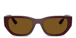 Shop Vogue Eyewear Logo Lettering Rectangle Sunglasses in Bordeaux online.