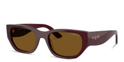 Shop Vogue Eyewear Logo Lettering Rectangle Sunglasses in Bordeaux online.