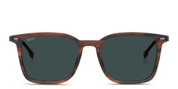 Shop Hugo Boss Logo-Engraved Square Sunglasses in Brown online.