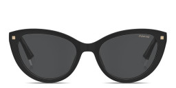 Shop Polaroid Logo Lettering Cat-Eye Sunglasses in Black online.