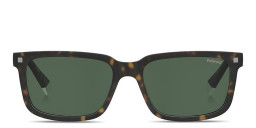 Polaroid Logo Lettering Rectangle Sunglasses in Havana/Green – Product Photo 2