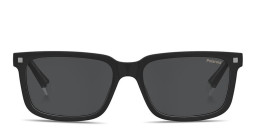 Polaroid Logo Lettering Rectangle Sunglasses in Black – Product Photo 1