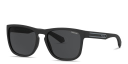 Polaroid Logo Lettering Unisex Rectangle Sunglasses in Black – Product Photo 2