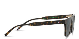 Shop Tommy Hilfiger Flag Logo Rectangle Sunglasses in Havana online.