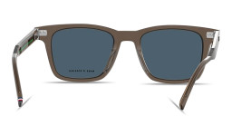 Shop Tommy Hilfiger Flag Logo Rectangle Sunglasses in Brown online.