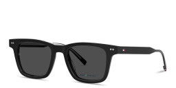 Shop Tommy Hilfiger Flag Logo Rectangle Sunglasses in Black online.