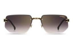 Shop Carrera Logo Signature Half-Rim Irregular Sunglasses in Black Gold online.