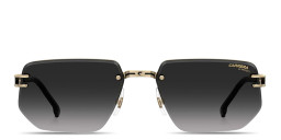Shop Carrera Logo Signature Half-Rim Irregular Sunglasses in Gold online.