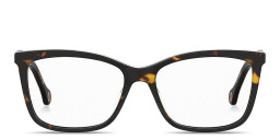 Shop Carolina Herrera CH Logo Wide Rectangle Eyeglasses in Tortoise online.