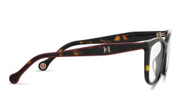 Shop Carolina Herrera CH Logo Wide Rectangle Eyeglasses in Tortoise online.