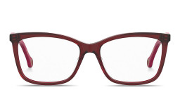 Shop Carolina Herrera CH Logo Wide Rectangle Eyeglasses in Burgundy online.
