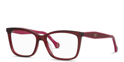 Shop Carolina Herrera CH Logo Wide Rectangle Eyeglasses in Burgundy online.