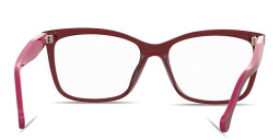Shop Carolina Herrera CH Logo Wide Rectangle Eyeglasses in Burgundy online.