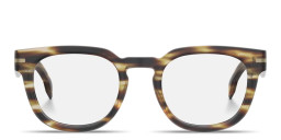 Hugo Boss Logo Signature Square Eyeglasses in Striped Brown – Product Photo 1