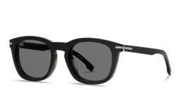 Shop Hugo Boss Clip-On Square Eyeglasses in Black online.