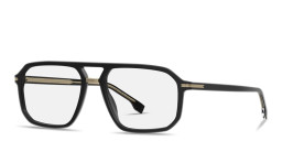 Shop Hugo Boss Wide Aviator Eyeglasses in Black online.