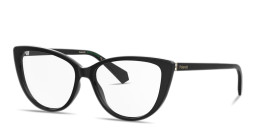 Shop Polaroid Rhinestone-Embellished Wide Cat-Eye Eyeglasses in Black online.