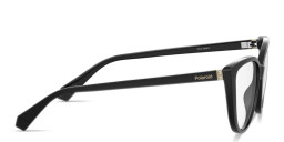 Shop Polaroid Rhinestone-Embellished Wide Cat-Eye Eyeglasses in Black online.