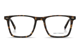 Tommy Hilfiger Flag Logo Square Eyeglasses in Havana – Product Photo 1