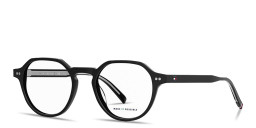 Shop Tommy Hilfiger Flag Logo Panthos Eyeglasses in Black online.