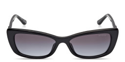 Shop Guess Embossed Logo Rectangle Sunglasses in Black online.