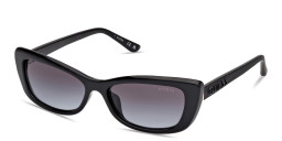 Shop Guess Embossed Logo Rectangle Sunglasses in Black online.