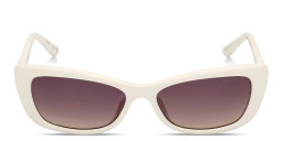 Shop Guess Embossed Logo Rectangle Sunglasses in White online.