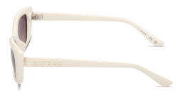 Shop Guess Embossed Logo Rectangle Sunglasses in White online.