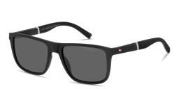 Shop Tommy Hilfiger Flag Logo Rectangle Sunglasses in Black online.