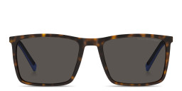 Shop Tommy Hilfiger Flag Logo Rectangle Sunglasses in Havana online.