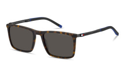 Shop Tommy Hilfiger Flag Logo Rectangle Sunglasses in Havana online.