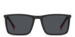 Shop Tommy Hilfiger Flag Logo Rectangle Sunglasses in Shiny Black online.