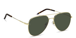 Shop Tommy Hilfiger Engraved Logo Aviator Sunglasses in Gold online.