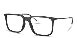 Shop Armani Exchange A|X Logo Wide Square Eyeglasses in Black online.