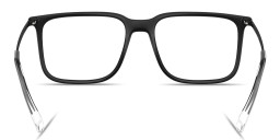 Shop Armani Exchange A|X Logo Wide Square Eyeglasses in Black online.