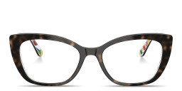 Dolce & Gabbana DG Motif Cat-Eye Eyeglasses in Havana – Product Photo 1