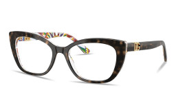 Dolce & Gabbana DG Motif Cat-Eye Eyeglasses in Havana – Product Photo 2