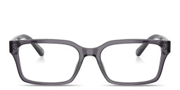 Shop Emporio Armani Eaglo Logo Wide Rectangle Eyeglasses in Grey online.