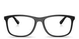 Shop Emporio Armani Eagle Logo Wide Pillow Eyeglasses in Black online.